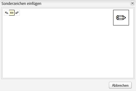 Im RTE verfügbare Sonderzeichen werden den Autoren in einem Popup-Fenster angezeigt