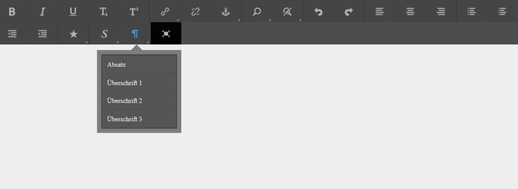 Rich-Text-Editor-Symbolleiste in der Touch-optimierten Benutzeroberfläche