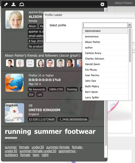 Das Dialogfeld „Profil-Lader“ mit der Dropdown-Liste zur Profilauswahl