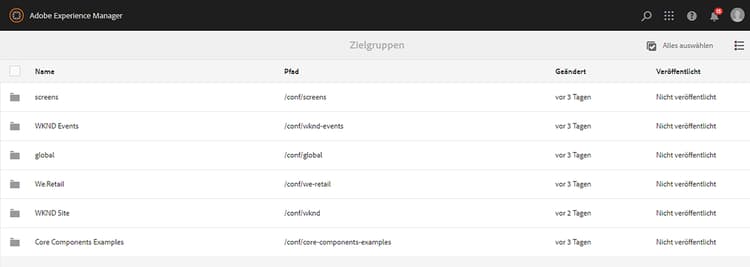 Zielgruppen – Konfigurationen