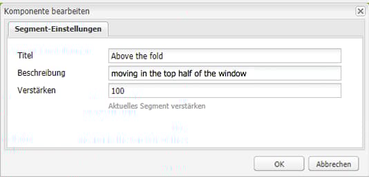 Bearbeiten der Segmenteinstellungen im Segment-Editor