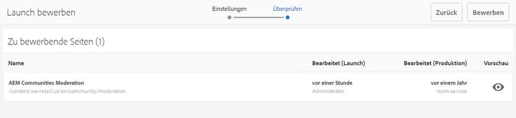 Überprüfen von Seiten, die beworben werden sollen