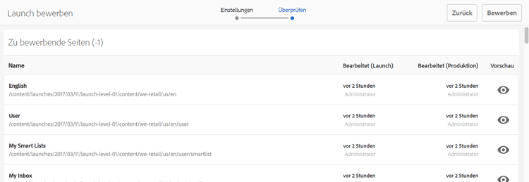 Details überprüfen und bewerben