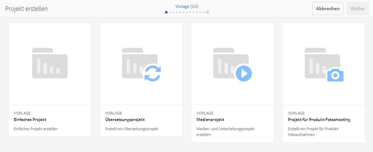 Assistent zur Projekterstellung