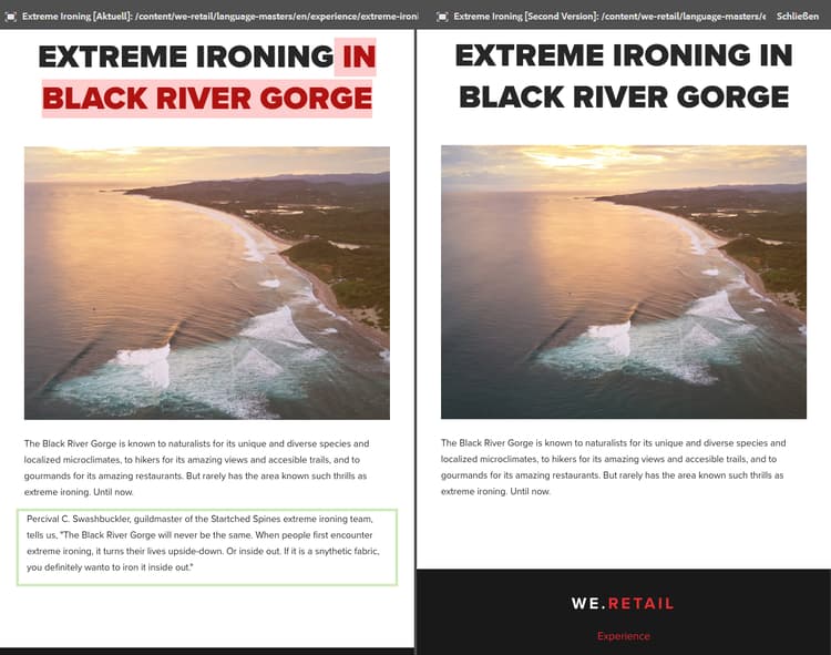 Im Header angezeigte Quelle