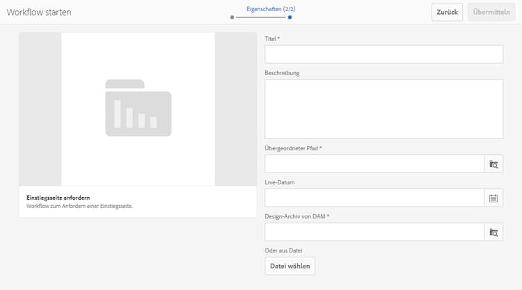 Workflow „Landingpage anfragen“