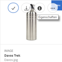 Schnellaktion „Eigenschaften“ in der Asset-Kartenansicht