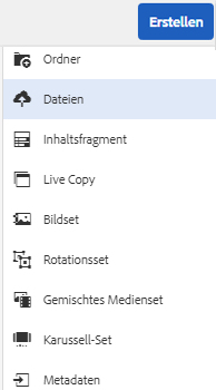 Erstellen einer Option zum Hochladen von Assets