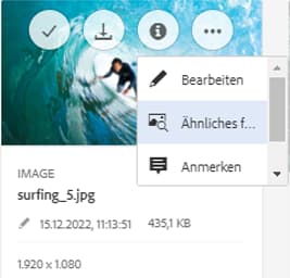 Suchen ähnlicher Bilder mithilfe der Option in der Kartenansicht
