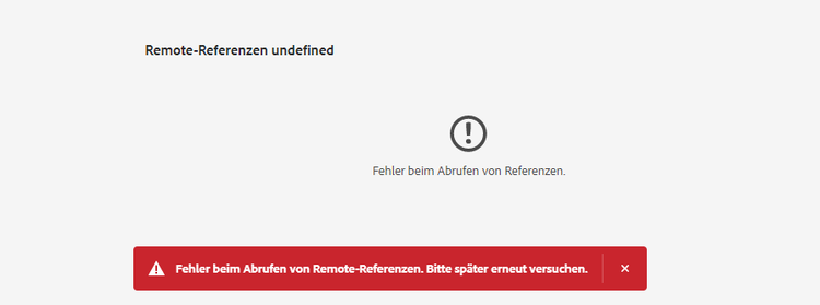 Fehler beim Abrufen von Asset-Remote-Referenzen