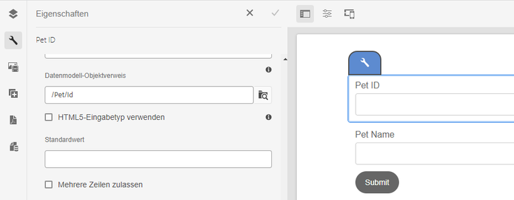 Datenreferenz eines adaptiven Formularfelds zur Anzeige der Fehlerantwort im benutzerdefinierten Fehler-Handler