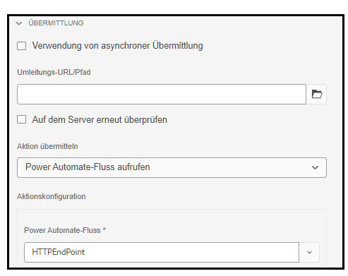 Konfigurieren der Übermittlungsaktion