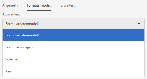 Zeigt den Modelltyp auf der Registerkarte „Formularmodell“ an