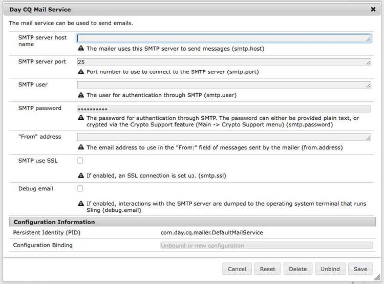 Konfigurieren von SMTP