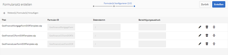 Formularsatz: Formular(e) konfigurieren