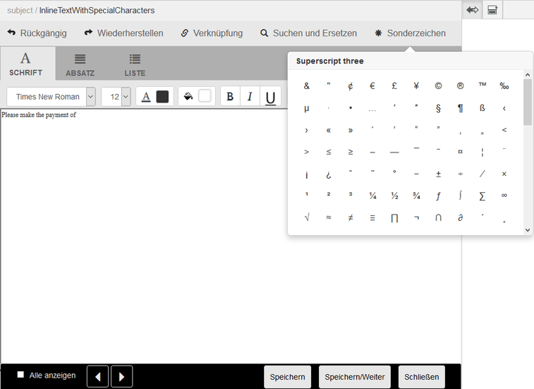 specialcharactersinlinemodul