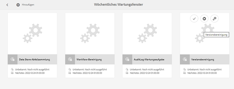 Aktionen zur Versionsbereinigung