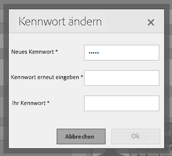 Dialog „Kennwort ändern“.