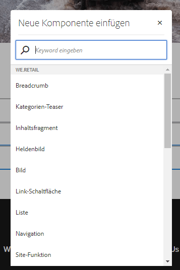 Neue Komponente einfügen