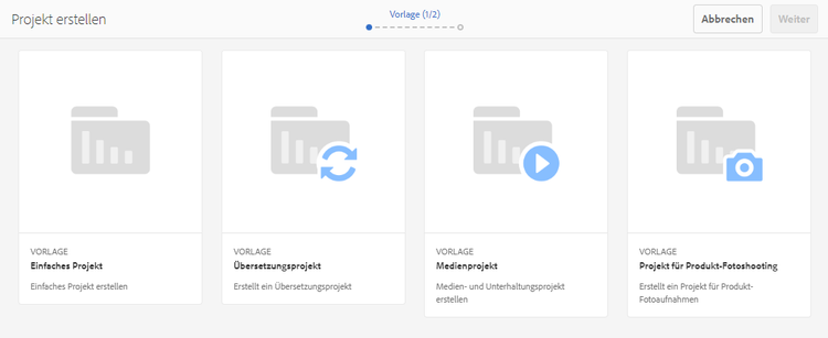 Assistent zur Projekterstellung