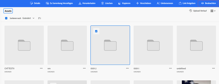 Benachrichtigungen in Assets Essentials