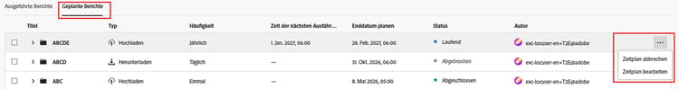 Zeitplan fortsetzen