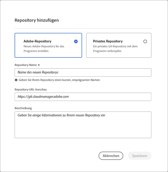 Dialogfeld „Repository hinzufügen“.