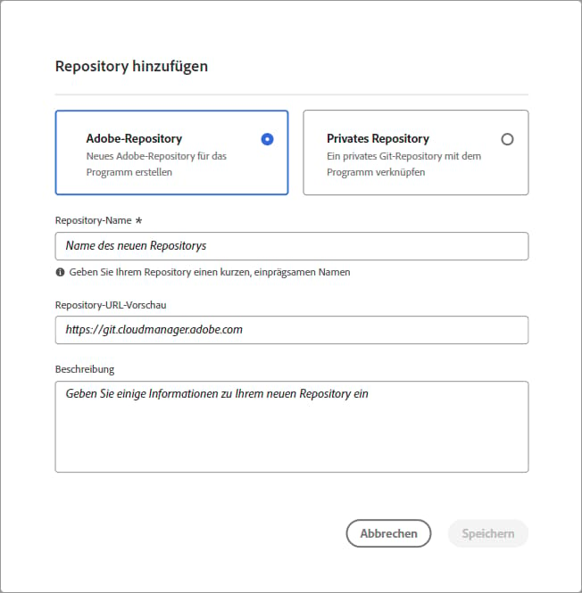 Dialogfeld „Repository hinzufügen“