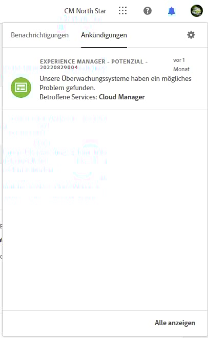 Benachrichtigungsseitenleiste