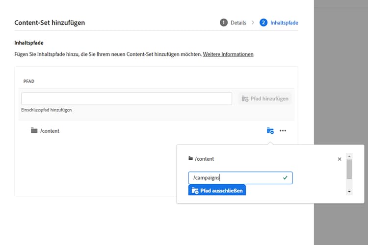Ausschließen von Pfaden