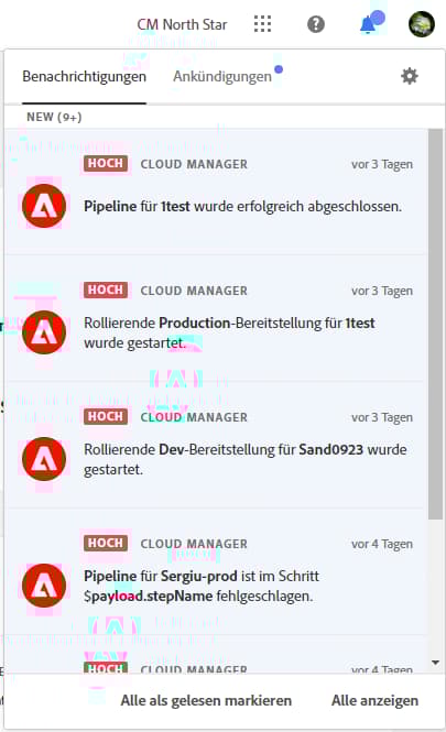 Benachrichtigungsseitenleiste