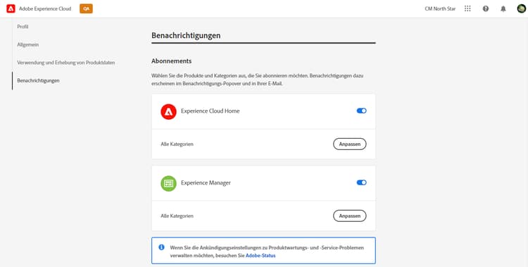 Abonnements für Benachrichtigungen