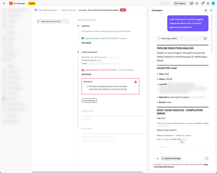 KI-Assistenten-Eingabeaufforderung und resultierende Antwort