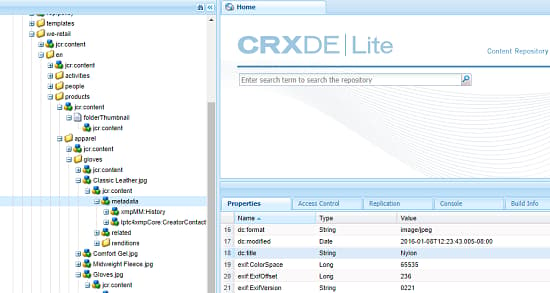 im Asset-Knoten im Repository gespeicherte Metadaten