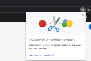 Cookie-Fehler im Browser Chrome im Inkognito-Modus