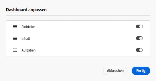 Anpassen von Widgets in Workspace