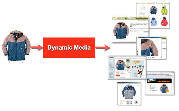 Adobe Dynamic Media stellt dasselbe Primärbild für verschiedene Medien in unterschiedlichen Größen und Formaten bereit