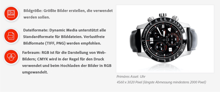 Empfohlene Formate zum Hochladen in Dynamic Media