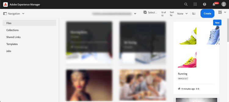 Das Bildset „Laufen“ in Experience Manager Assets, Kartenansicht