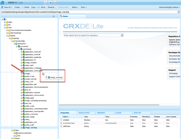 Bearbeiten einer DWG-Datei in CRXDE Lite