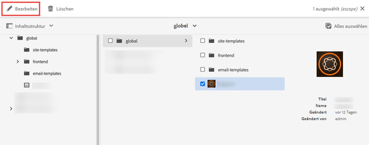 Zugreifen auf die Seite „Dynamic Media-Konfiguration“