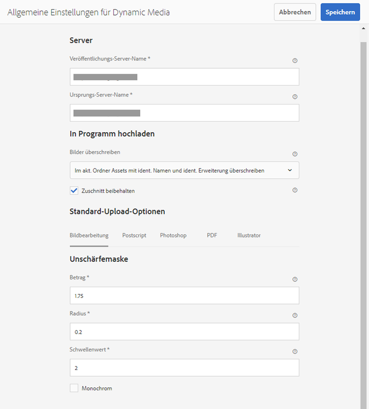 Allgemeine Dynamic Media-Einstellungen