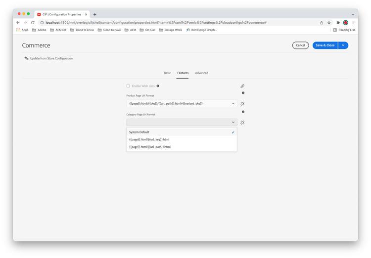 URL-Formate in der CIF-Konfiguration