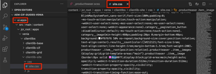 Kompilierte Site-CSS in ui.apps