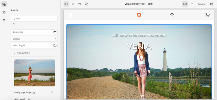 Storefront mit konfiguriertem Venia-Design