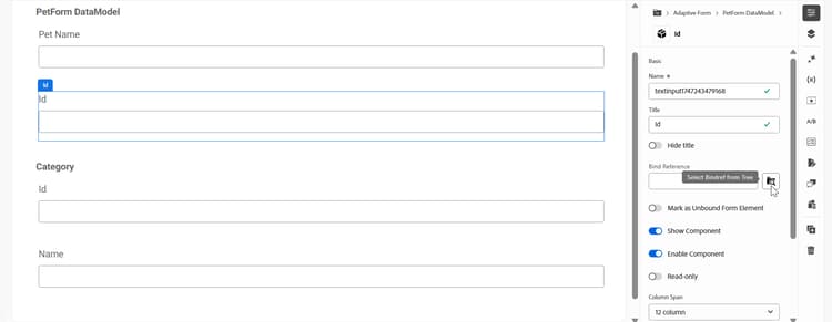 Manuelles Hinzufügen der Datenbindung für ein Formularfeld