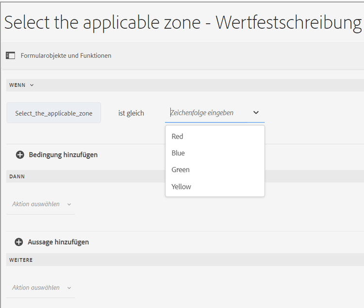 Anzeigeoptionen für mehrere Werte