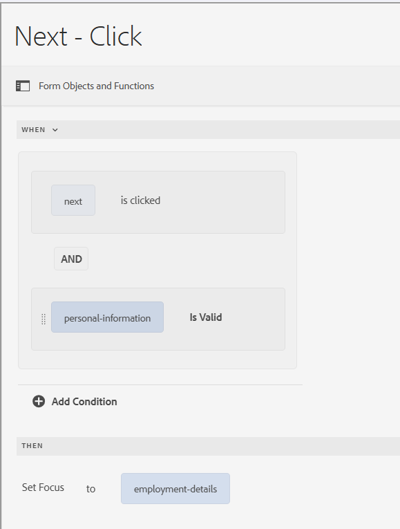 Regel für nächste Schaltfläche