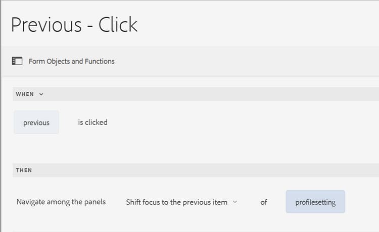 Vorherige Bedienfeldregel