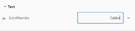 Eingeben und Auswahl der Schrift im Designeditor